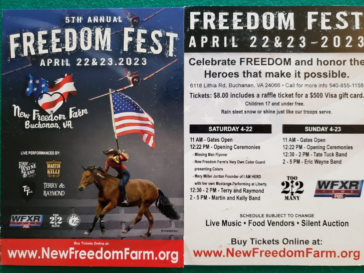 Freedom Fest is April 22nd and 23rd. Come support New Freedom Farm